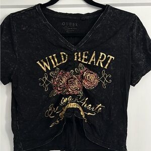 GUESS Wild Heart Black Crop Top